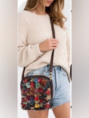 Treska Floral Patchwork Boho Leather Cottage-core Crossbody